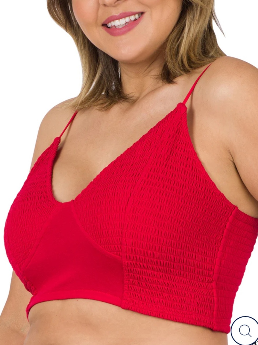 Zenana Red Smocked Triangle Bralette